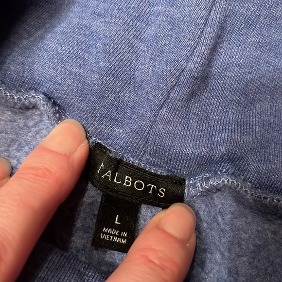 Like new Talbots fleece lined rolled neck blue sweater with gold buttons - Picture 9 of 16